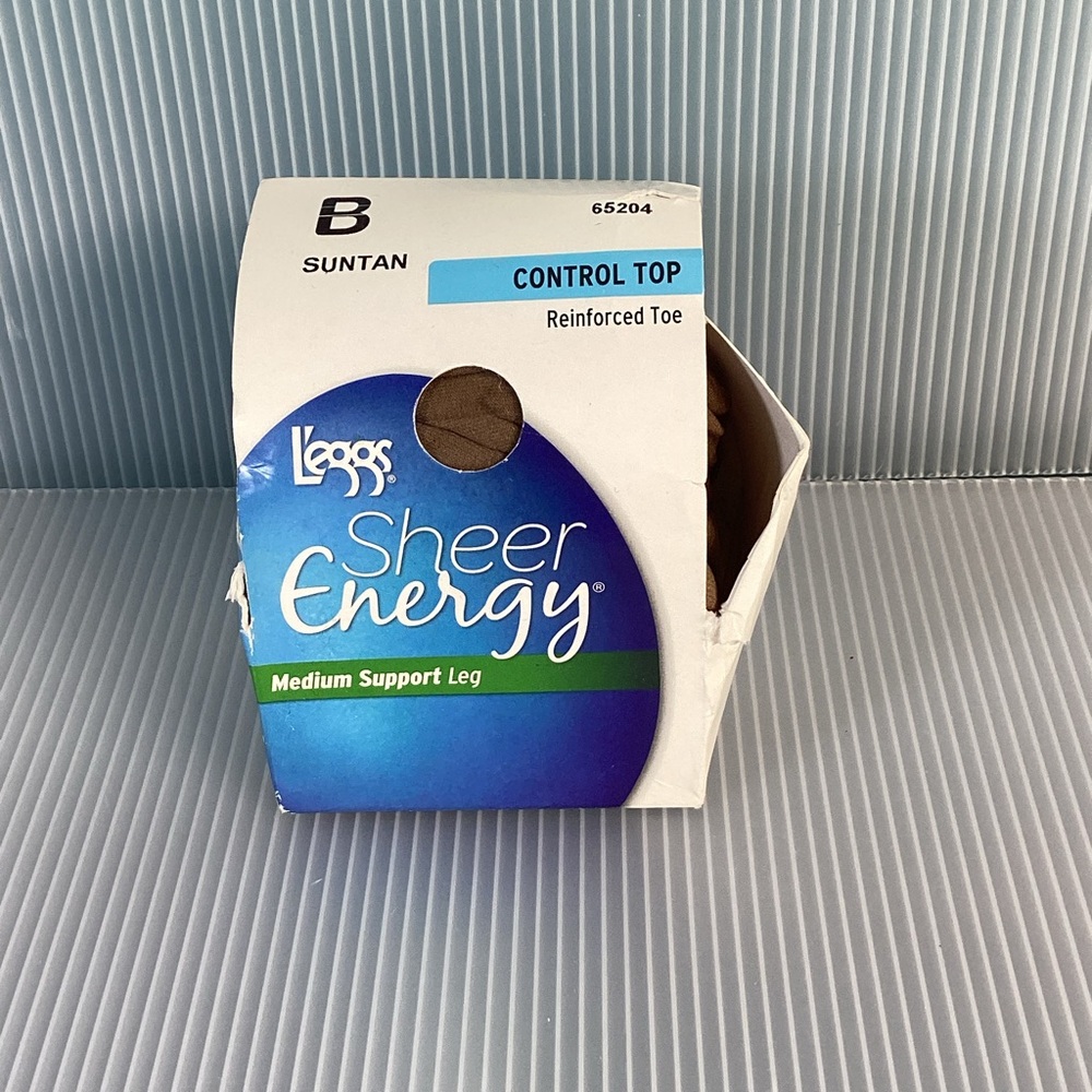 L’eggs Sheer Energy Medium Support Leg Control Top Suntan Size B Pantyhose